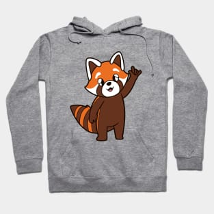 Cartoon red panda shows I love you - ASL hand gesture Hoodie